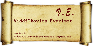 Vidákovics Evariszt névjegykártya